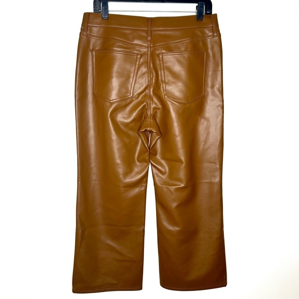 J. Crew Tan Vegan Leather Cropped Wide Leg Ankle Pants Size 29 - Picture 7 of 10